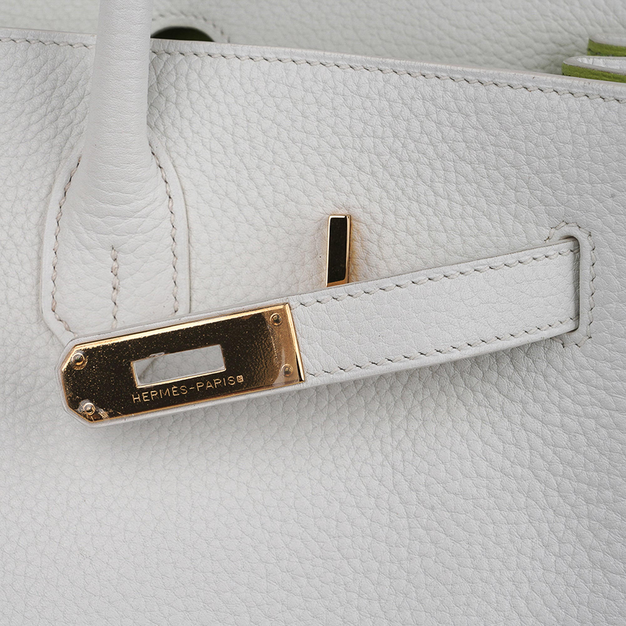 Hermes Birkin HSS 35 Bag White / Kiwi Gold Hardware Clemence Leather New