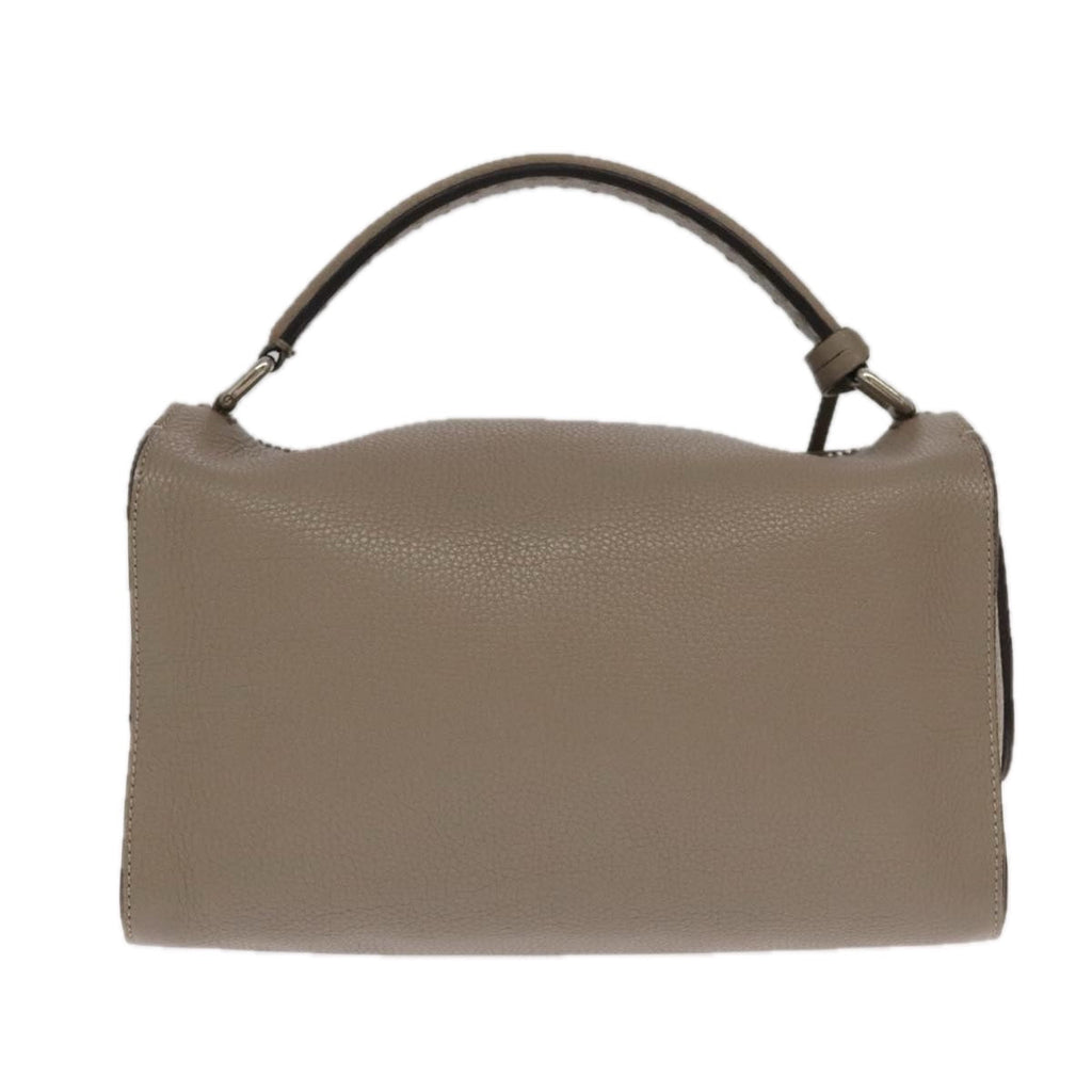 FENDI Hand Bag Leather 2way Gray Silver PP053