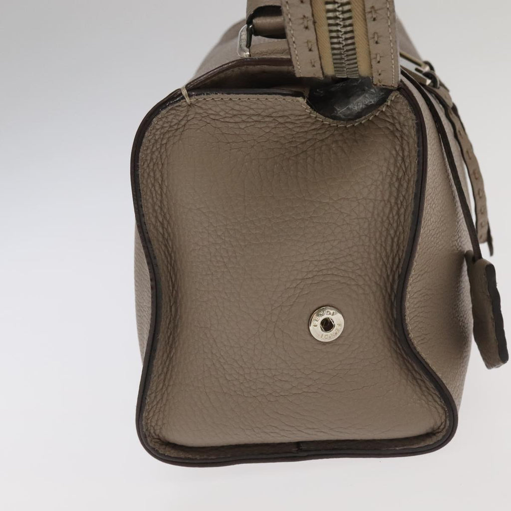 FENDI Hand Bag Leather 2way Gray Silver PP053