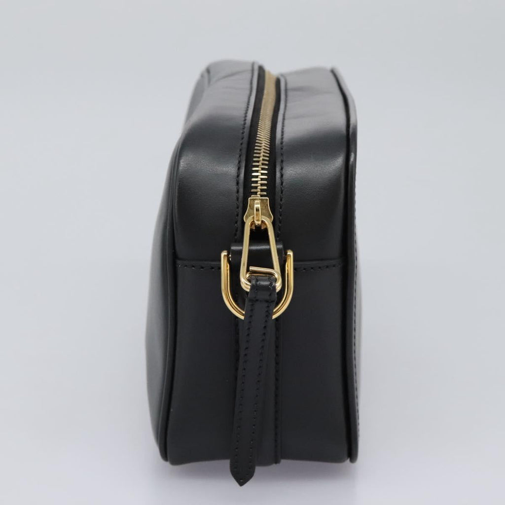 FENDI Shoulder Bag Leather Black Gold PP343
