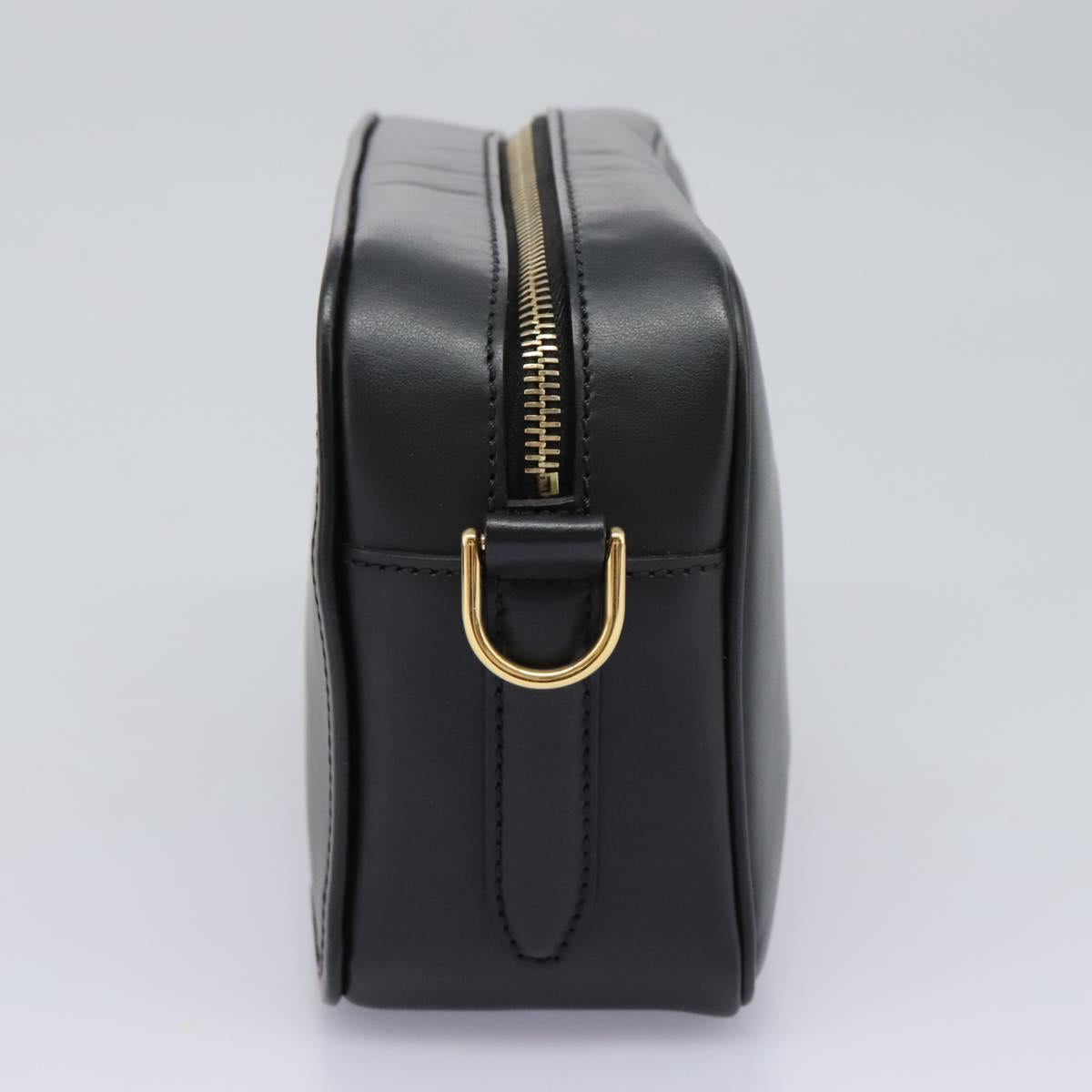 FENDI Shoulder Bag Leather Black Gold PP343