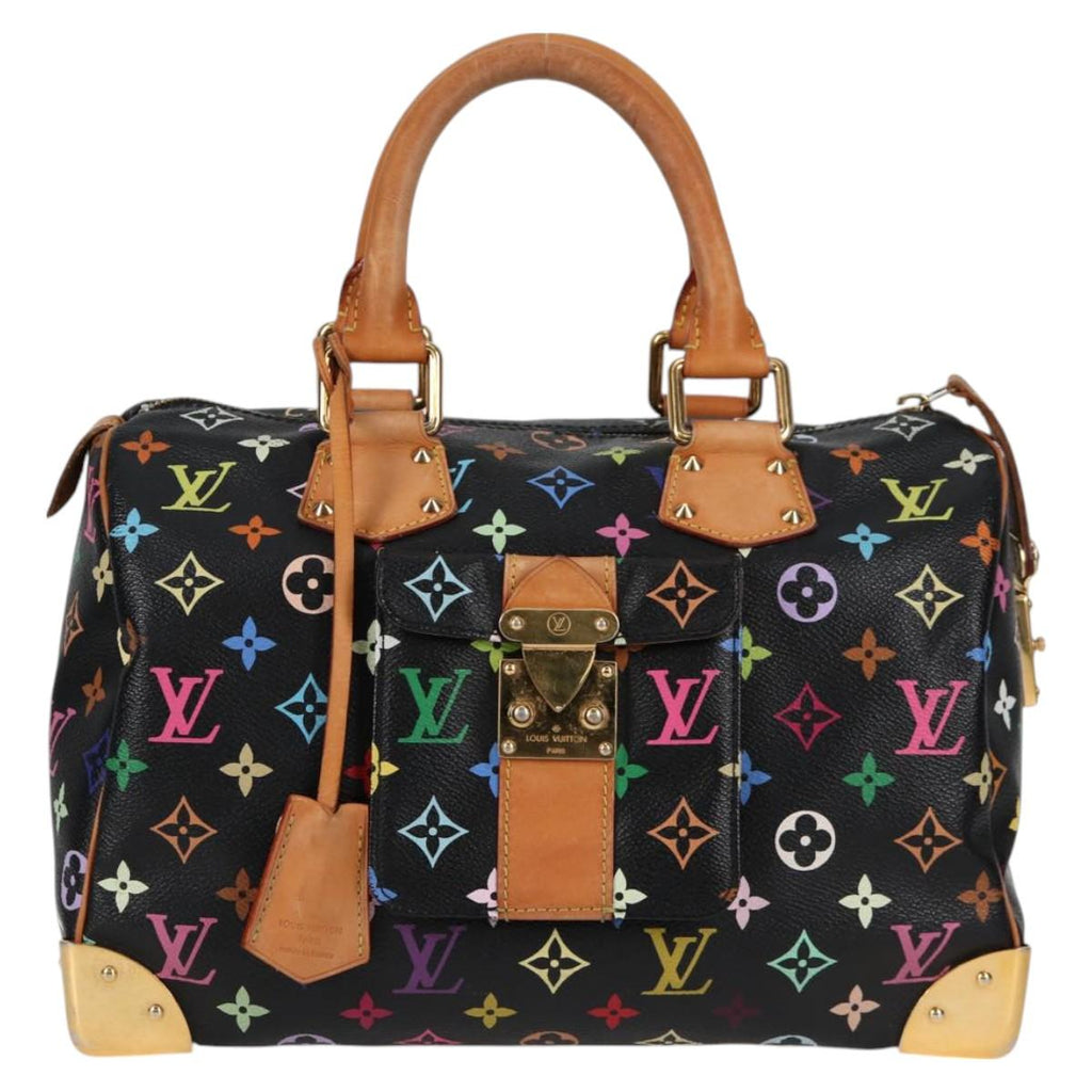 LOUIS VUITTON Monogram Multicolor Speedy 30 Hand Bag Black M92642 LV PP678V