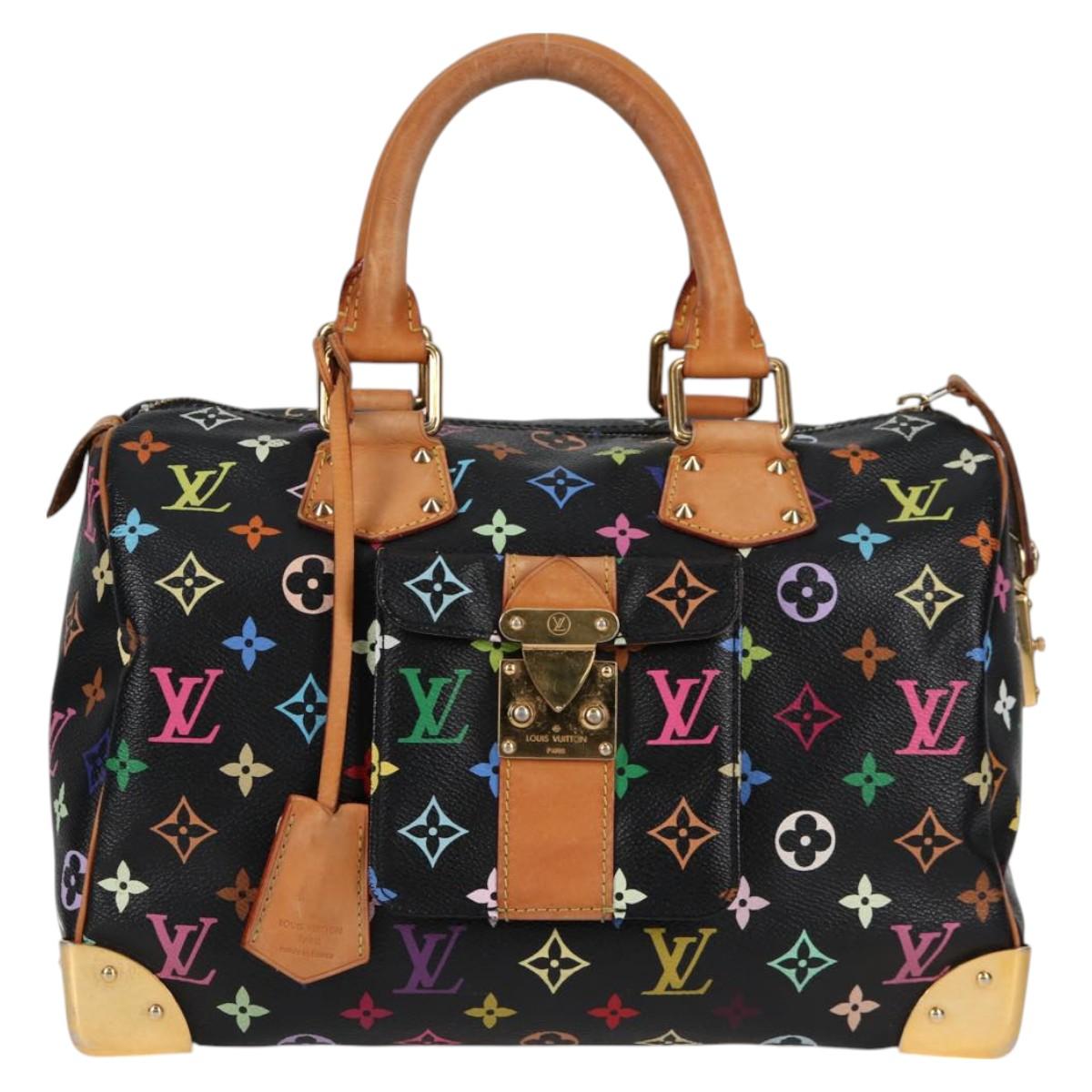 LOUIS VUITTON Monogram Multicolor Speedy 30 Hand Bag Black M92642 LV PP678V