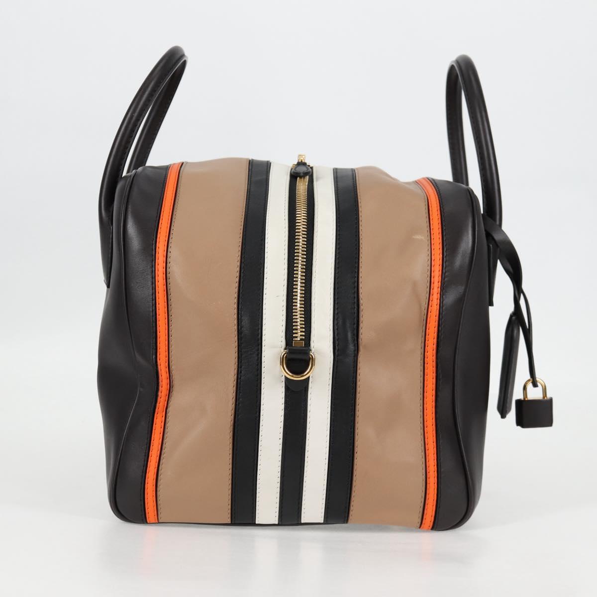 BURBERRY Hand Bag Leather 2way Black Gold PP726V