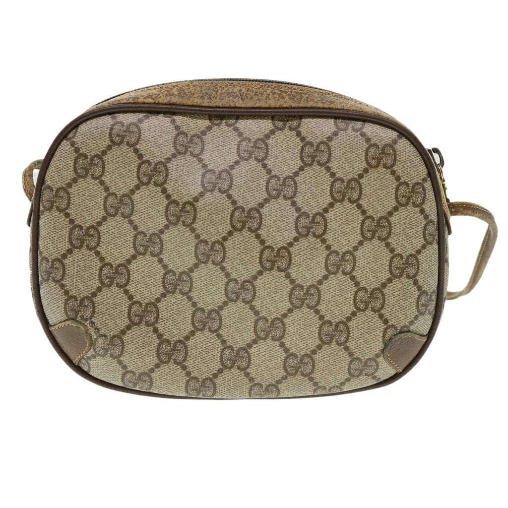 GUCCI Web Sherry Line GG Canvas Shoulder Bag PVC Leather Beige Green rd4502
