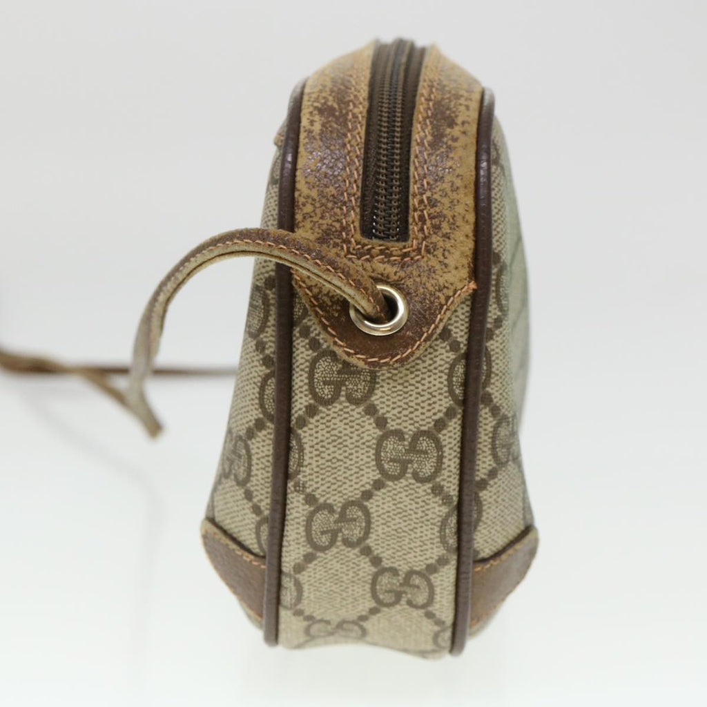 GUCCI Web Sherry Line GG Canvas Shoulder Bag PVC Leather Beige Green rd4502