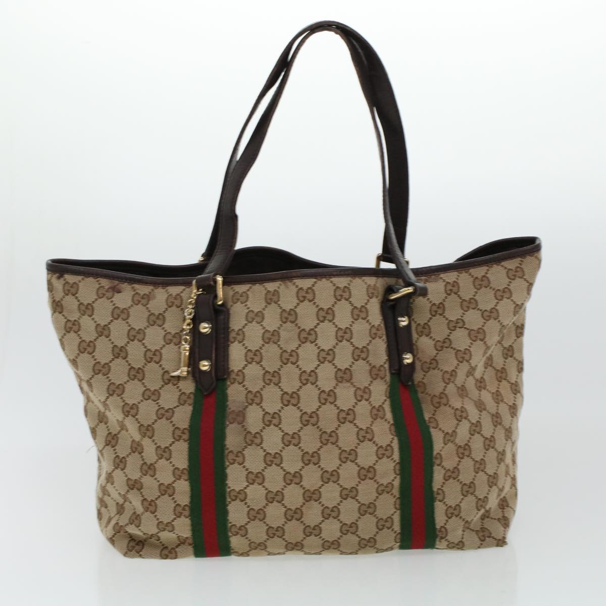 GUCCI GG Canvas Web Sherry Line Hand Bag 2Set Beige Green Yellow rd5183