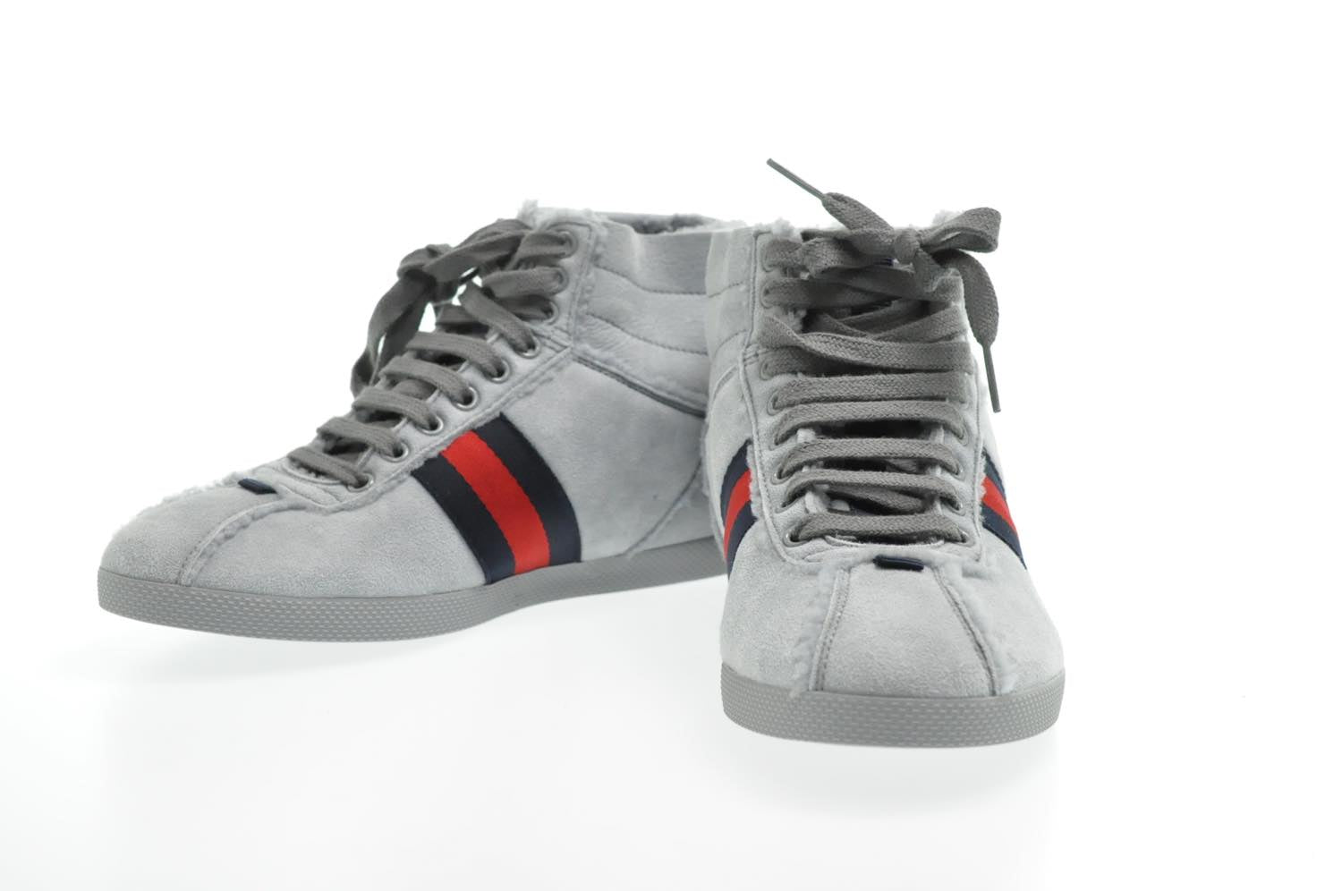 GUCCI Sherry Line shoes Suede 5 1/2 Red Navy am2614sV