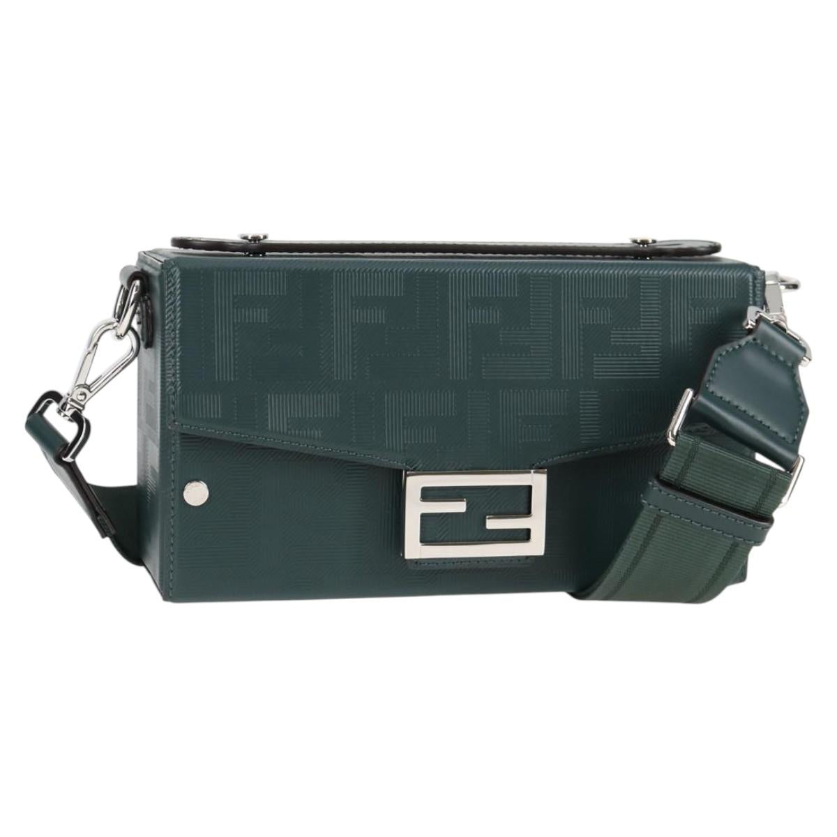 FENDI Zucca Canvas Baguette Soft Trunk Hand Bag Leather 2way Green sw386AM