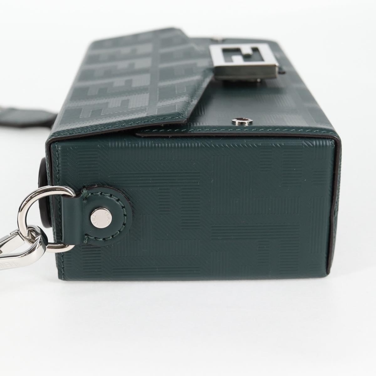 FENDI Zucca Canvas Baguette Soft Trunk Hand Bag Leather 2way Green sw386AM