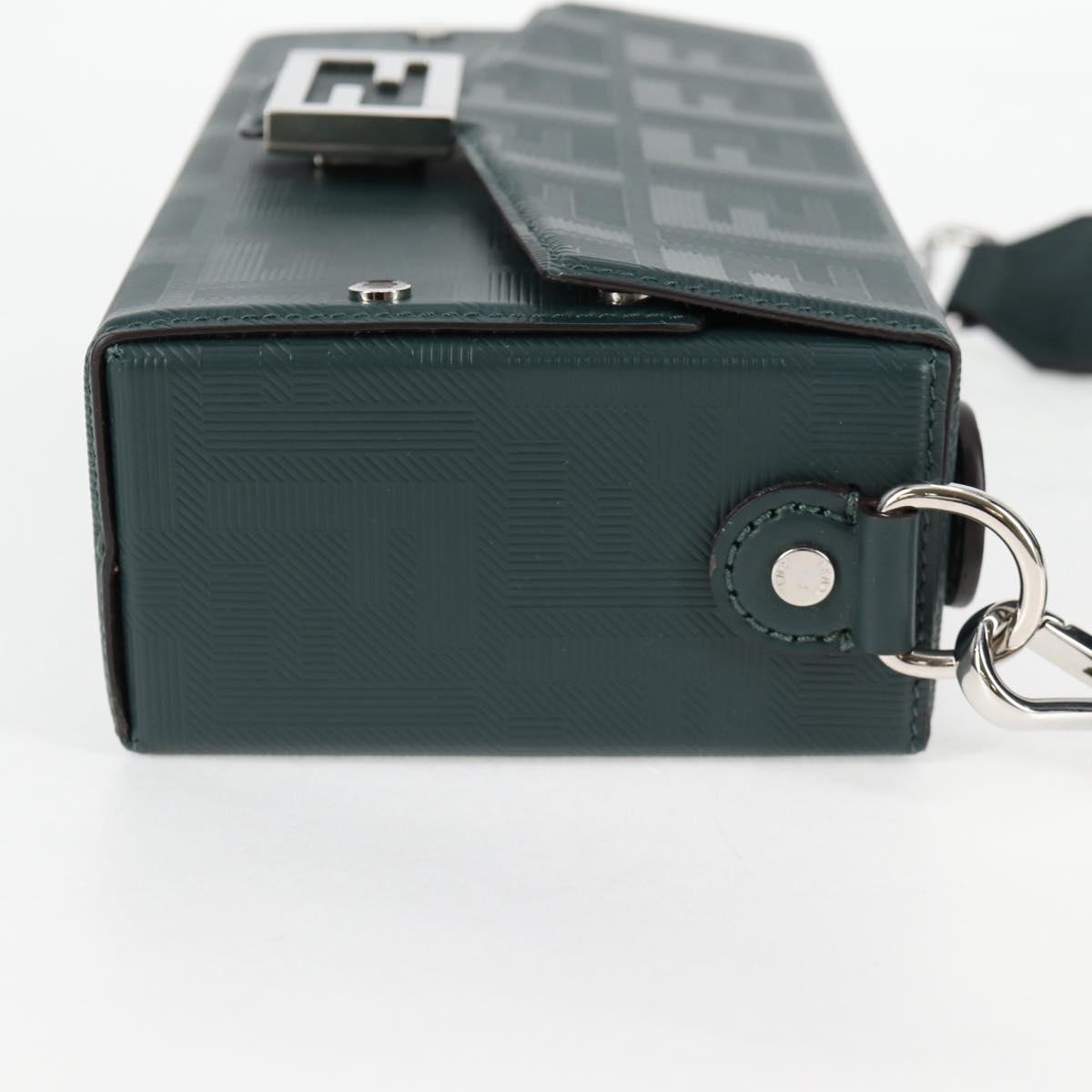 FENDI Zucca Canvas Baguette Soft Trunk Hand Bag Leather 2way Green sw386AM