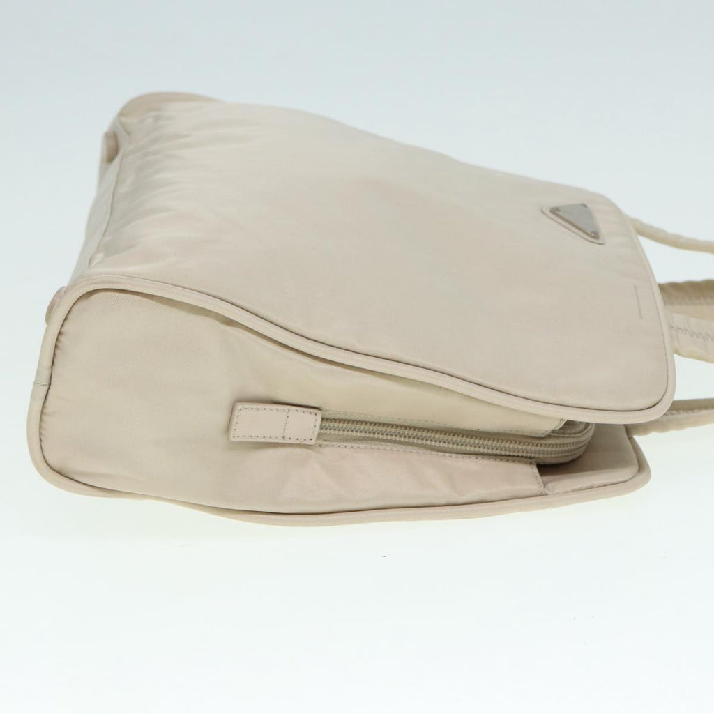 PRADA Hand Bag Nylon Beige Silver tb1164
