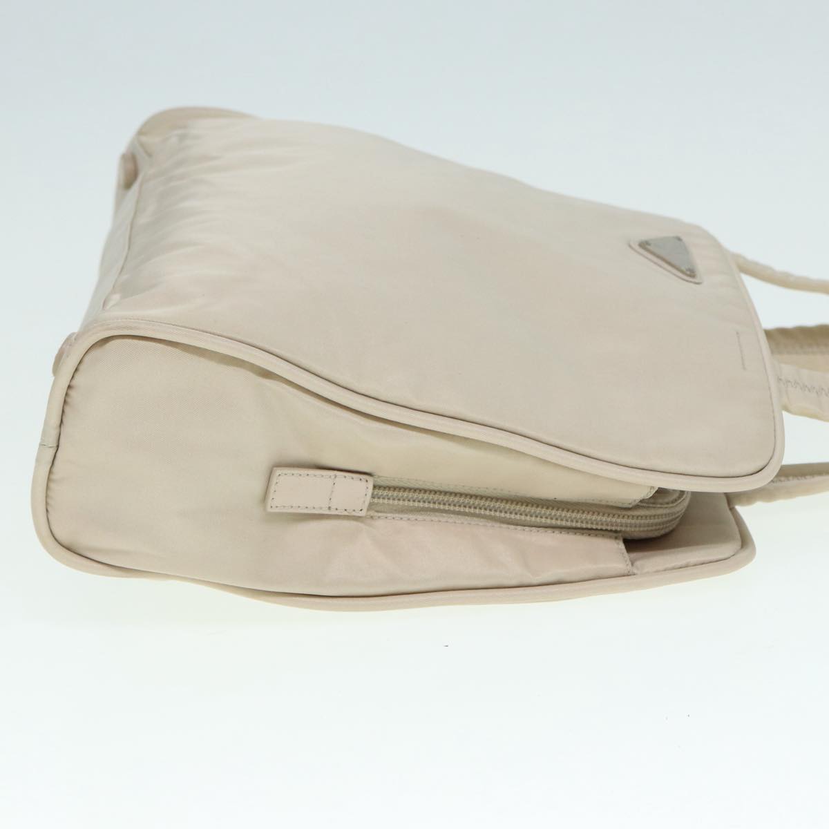 PRADA Hand Bag Nylon Beige Silver tb1164