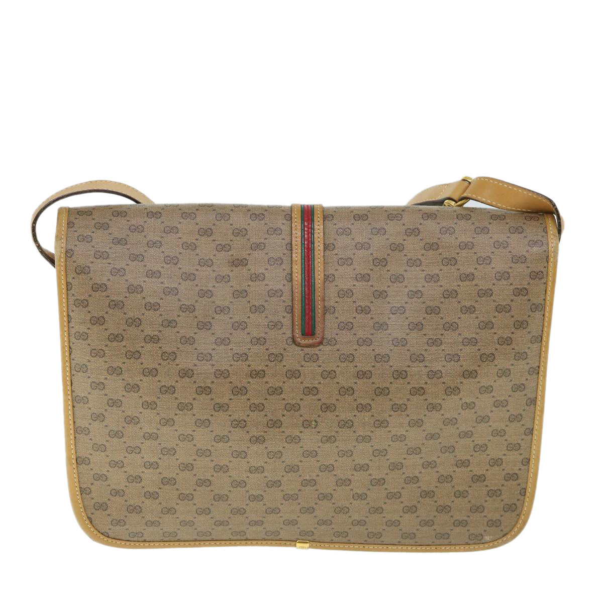GUCCI Micro GG Canvas Web Sherry Line Shoulder Bag Beige th4016