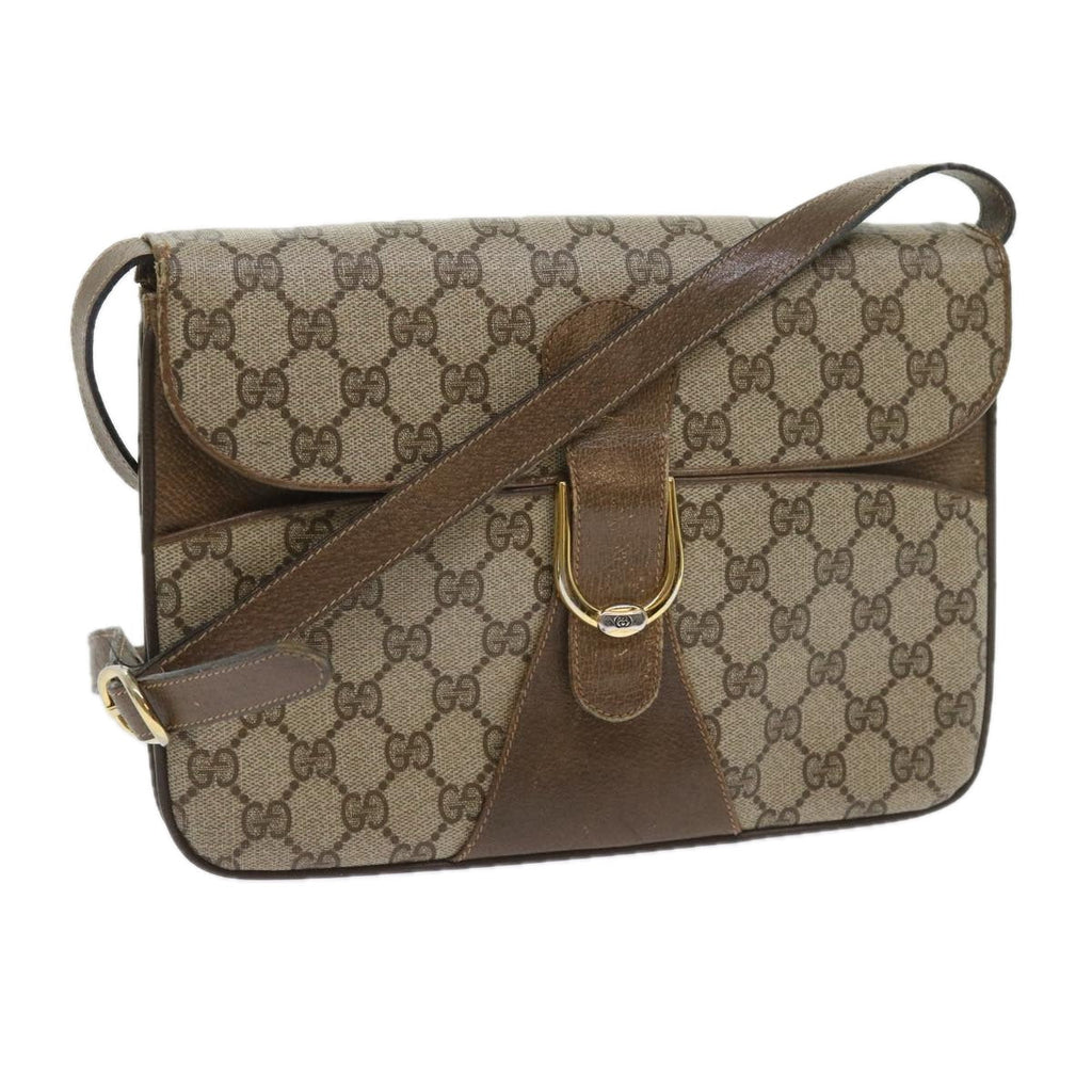 GUCCI GG Supreme Shoulder Bag PVC Leather Beige th4221
