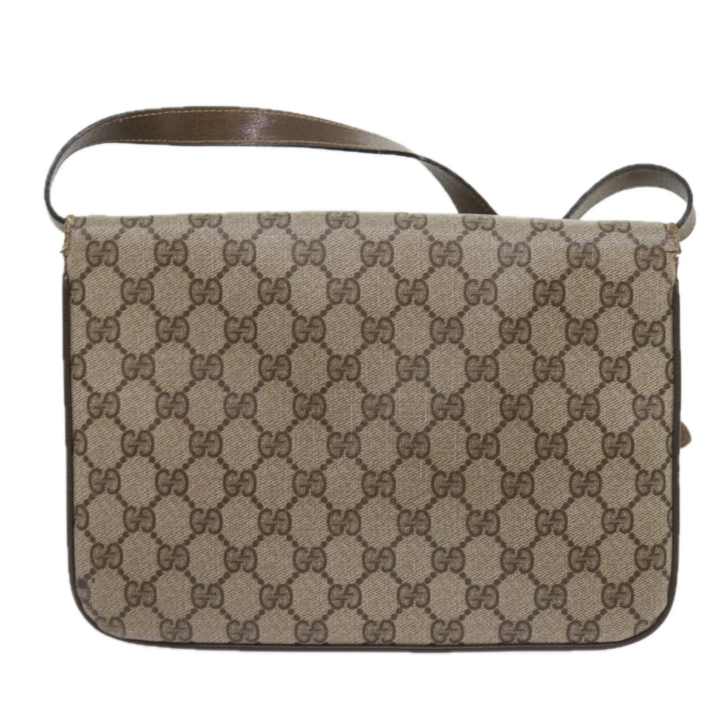 GUCCI GG Supreme Shoulder Bag PVC Leather Beige th4221