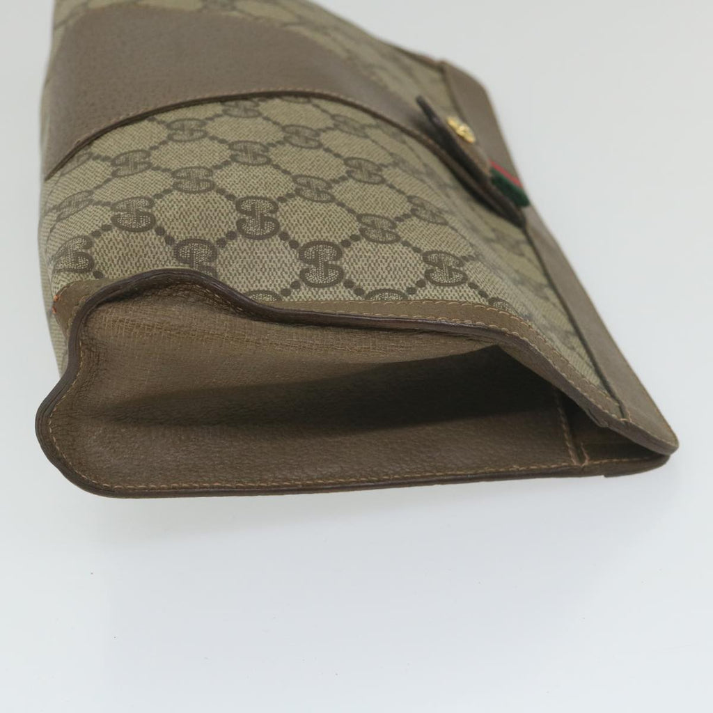 GUCCI GG Supreme Web Sherry Line Clutch Bag Beige Red 89 01 033 th4233