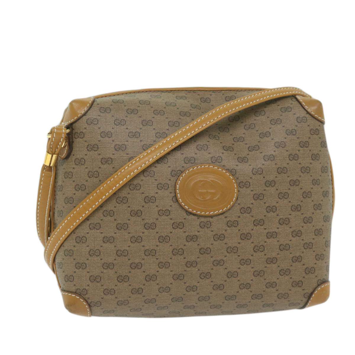 GUCCI Micro GG Supreme Shoulder Bag PVC Leather Beige th4357