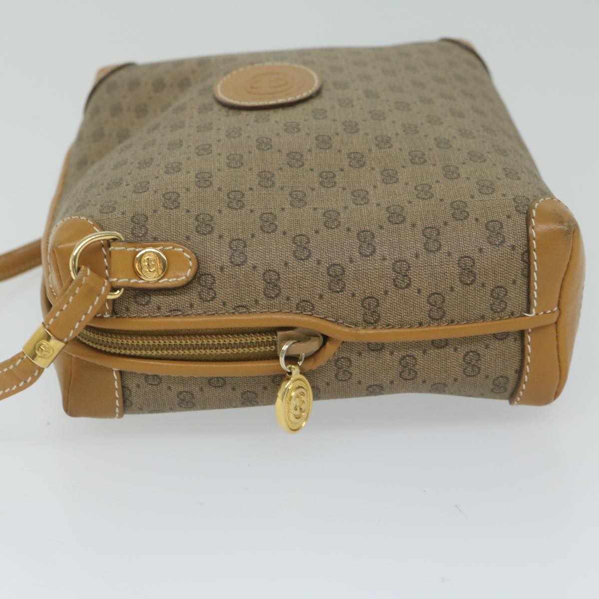 GUCCI Micro GG Supreme Shoulder Bag PVC Leather Beige th4357