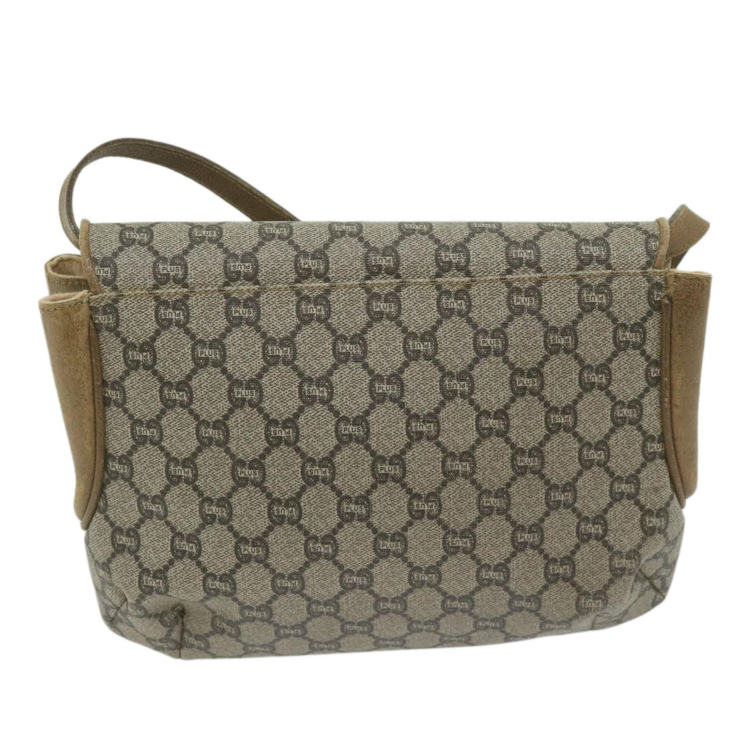 GUCCI GG Plus Supreme Shoulder Bag PVC Leather Beige th4389