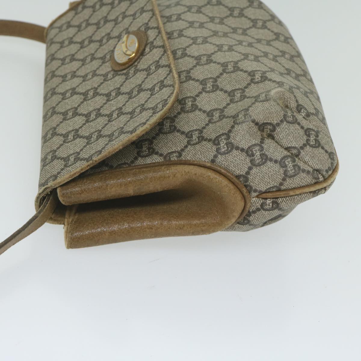 GUCCI GG Plus Supreme Shoulder Bag PVC Leather Beige th4389