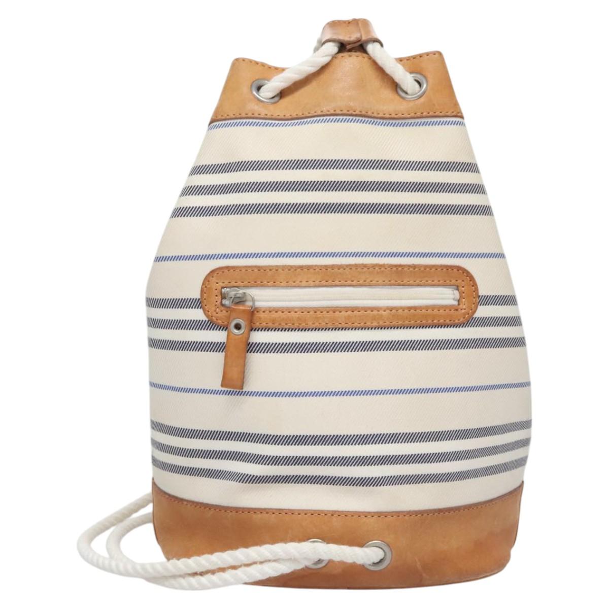 BURBERRY Backpack Canvas White Brown th5698