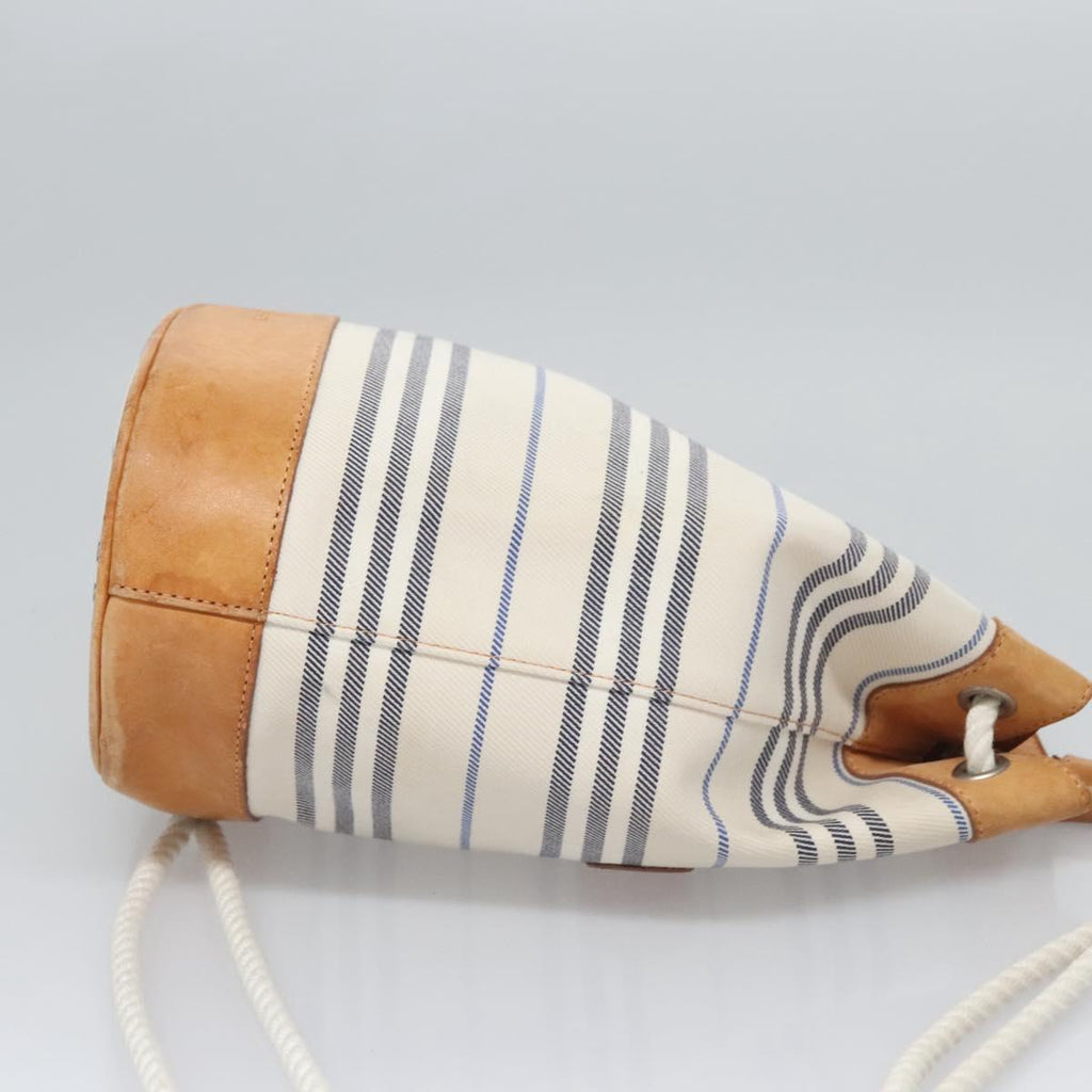 BURBERRY Backpack Canvas White Brown th5698