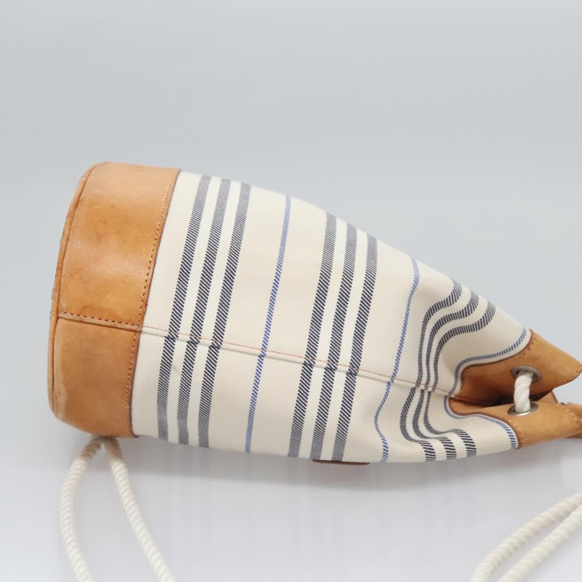 BURBERRY Backpack Canvas White Brown th5698