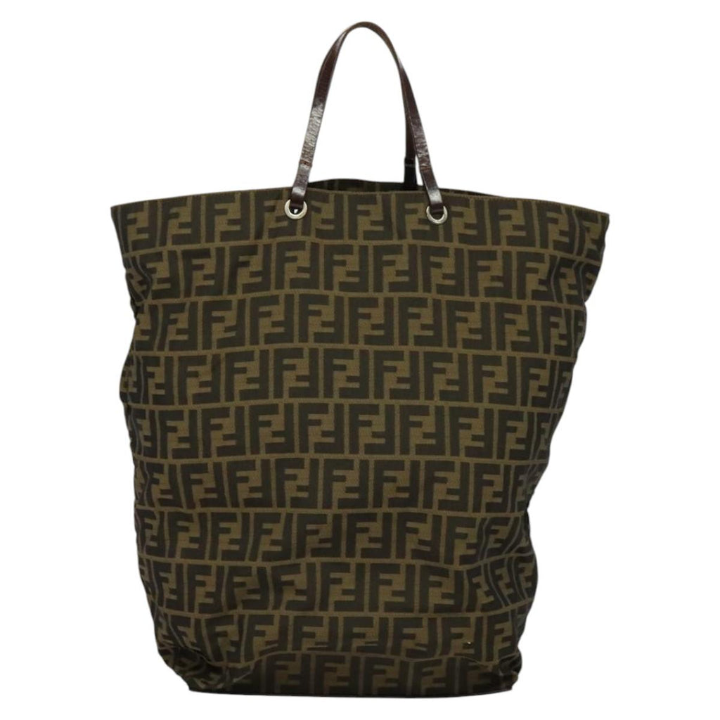 FENDI Zucca Canvas Hand Bag Brown Black th5711