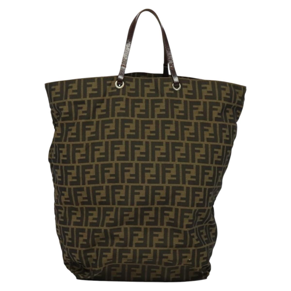 FENDI Zucca Canvas Hand Bag Brown Black th5711