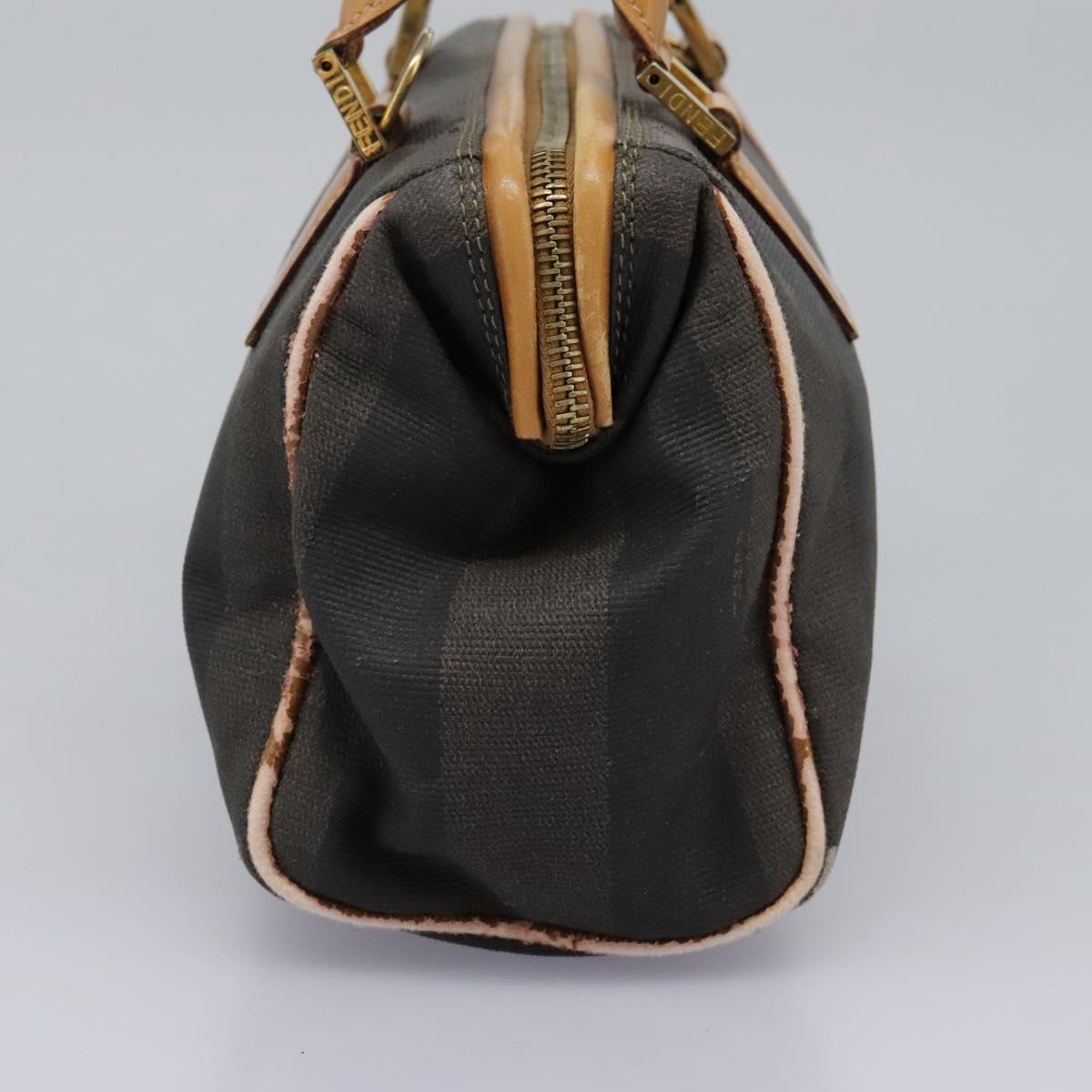 FENDI Pecan Canvas Hand Bag 2way Brown Black gold th5780