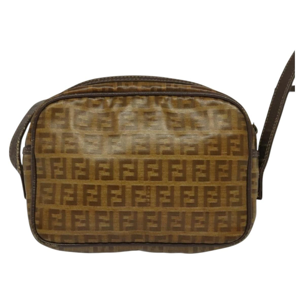 FENDI Zucchino Canvas Shoulder Bag Brown th5809
