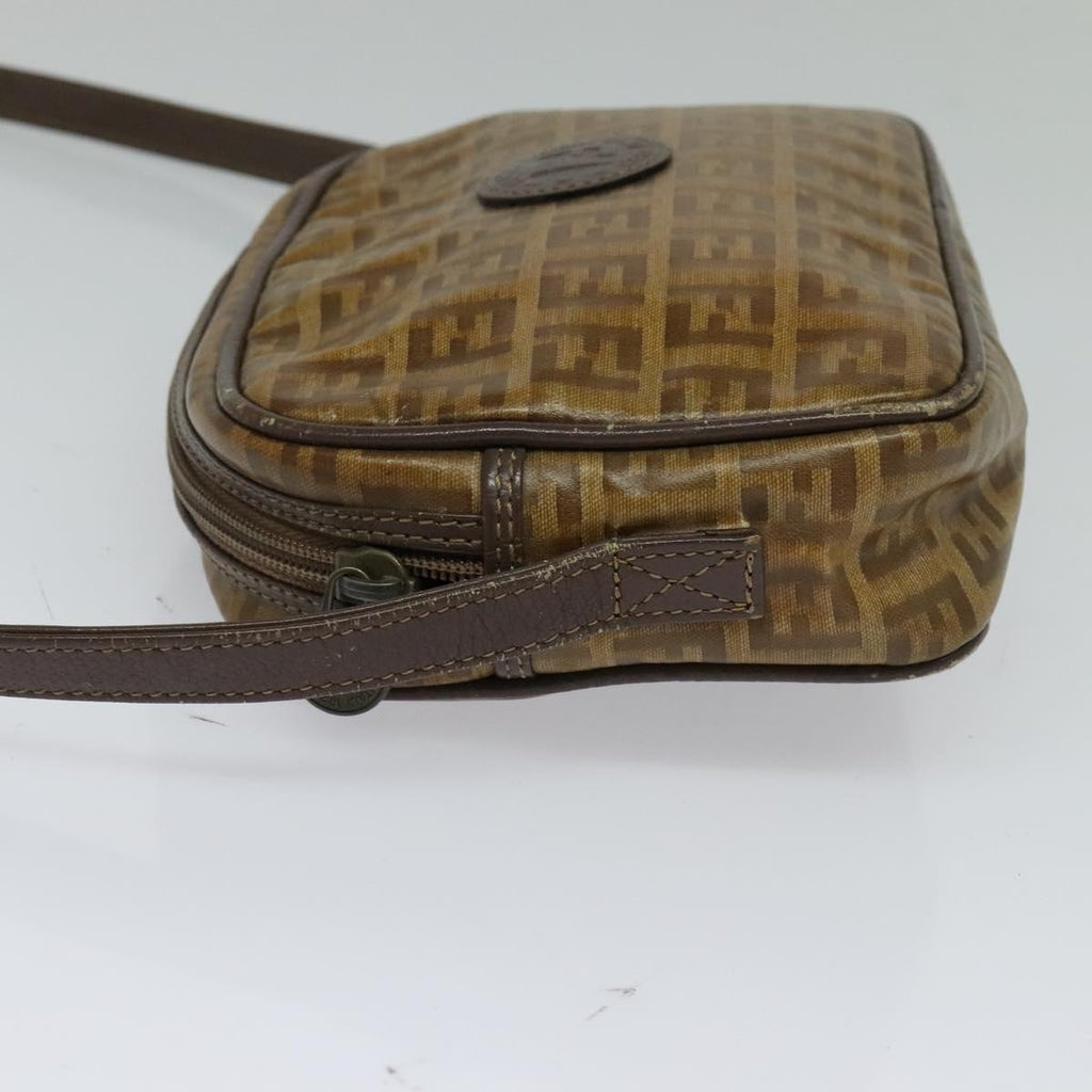 FENDI Zucchino Canvas Shoulder Bag Brown th5809