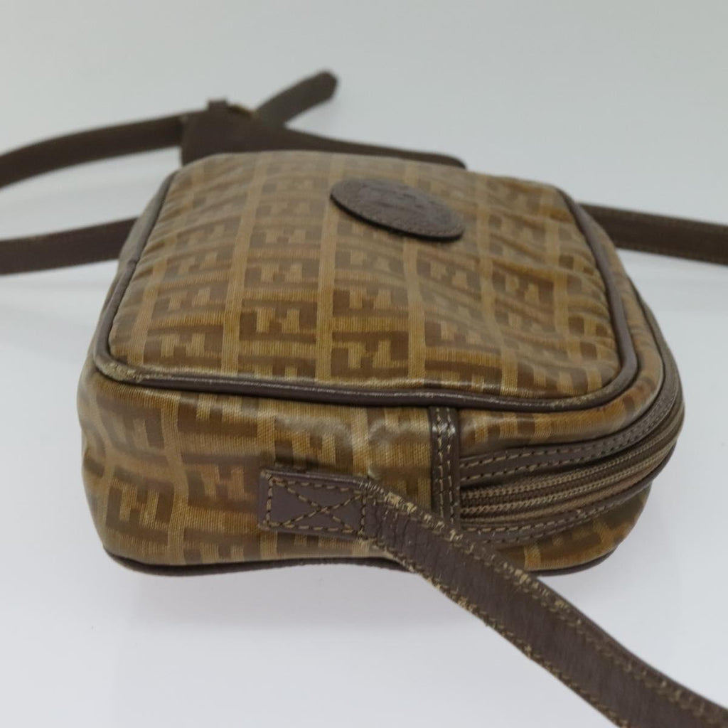 FENDI Zucchino Canvas Shoulder Bag Brown th5809