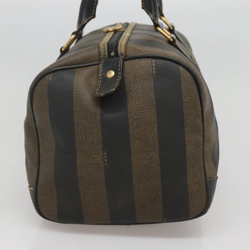 FENDI Pecan Canvas Hand Bag PVC Black Gold th5941