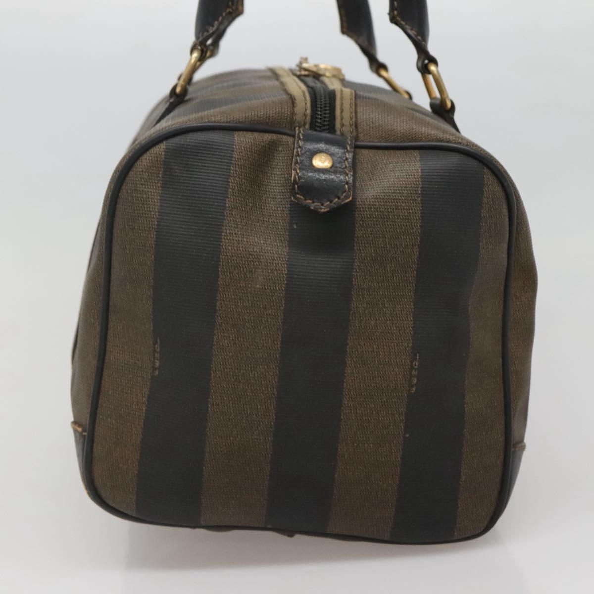 FENDI Pecan Canvas Hand Bag PVC Black Gold th5941