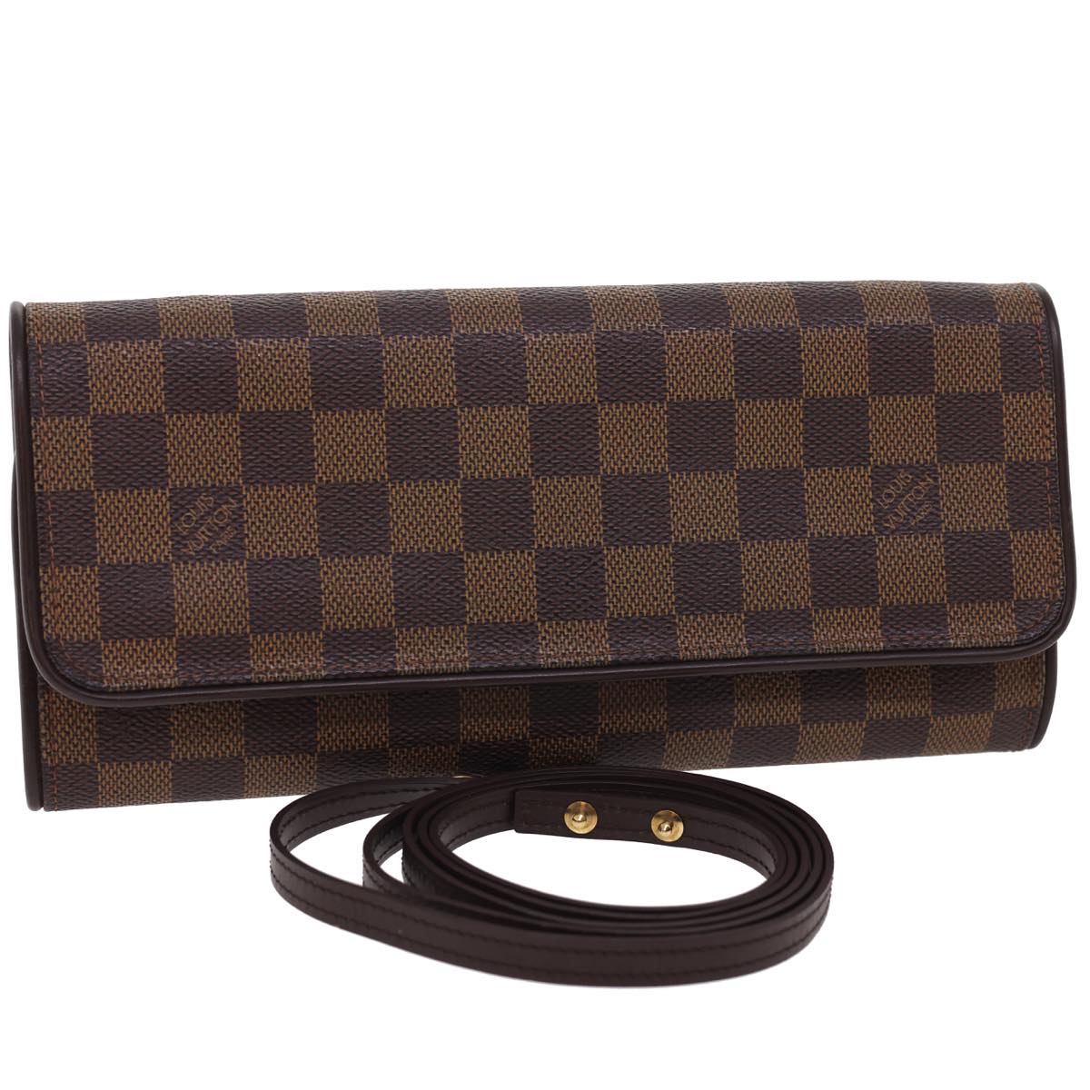 LOUIS VUITTON Damier Ebene Pochette Twin GM Shoulder Bag N51851 LV 24679A