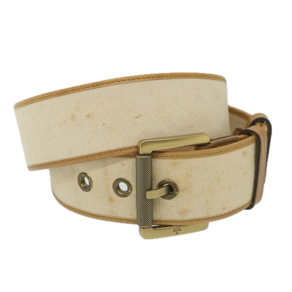GUCCI Belt Canvas 30.3""""""""""""""""-32.3"""""""""""""""" Beige Brown 109327 ti1278