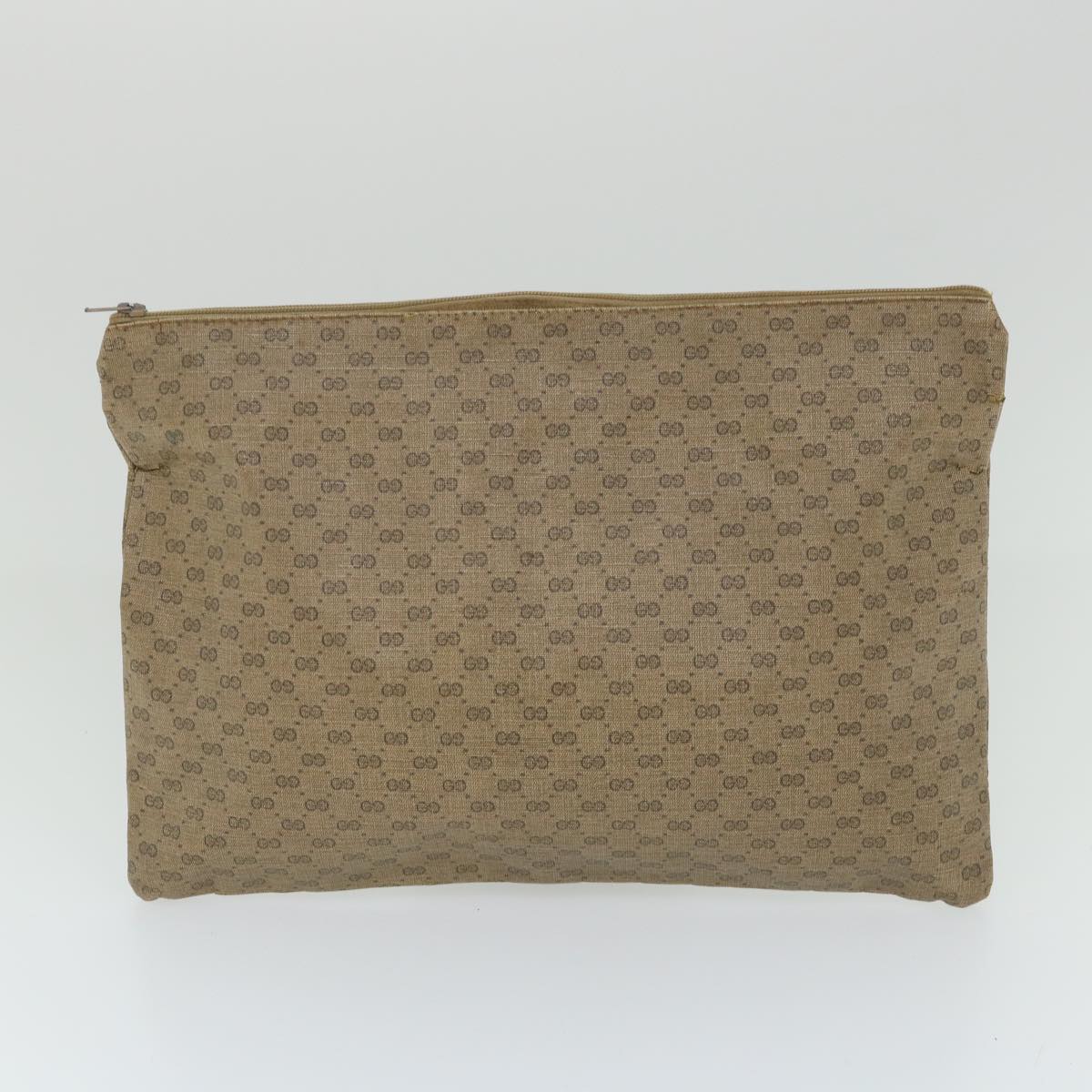 GUCCI GG PLUS Canvas Clutch Bag PVC Leather 2Set Beige ti1279