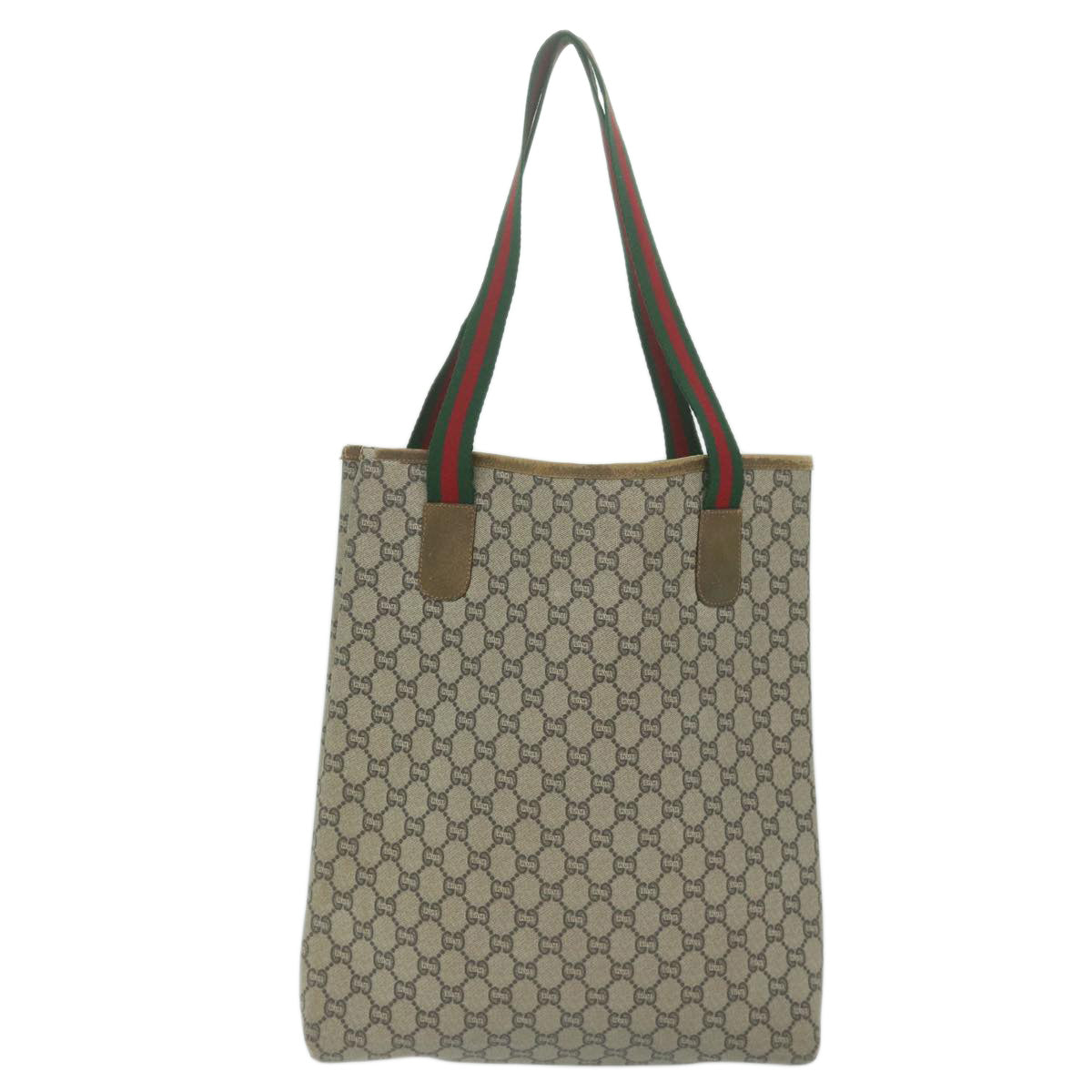 GUCCI GG Plus Supreme Web Sherry Line Tote Bag Beige Red Green ti1464