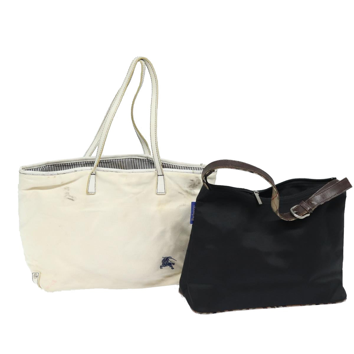 BURBERRY Blue Label Tote Bag Canvas 2Set White Black ti1750