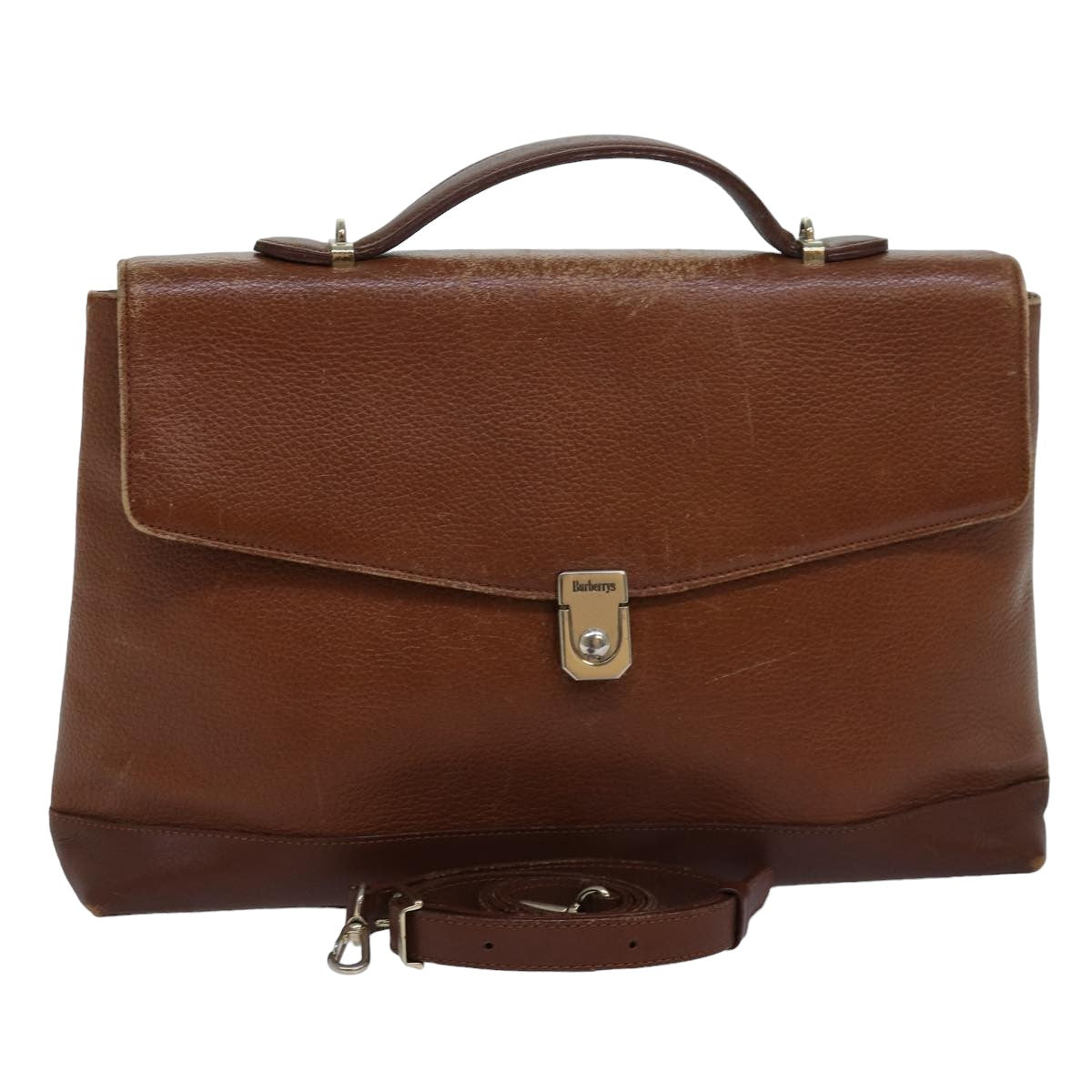 BURBERRY Hand Bag Leather 2way Brown ti1821