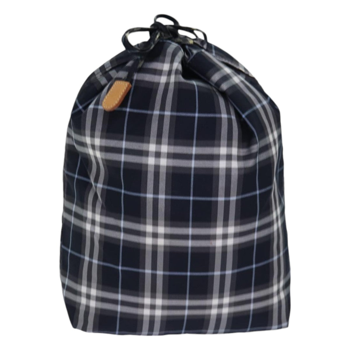 BURBERRY Nova Check Blue Label Drawstring Bag Pouch Nylon Navy ti1925