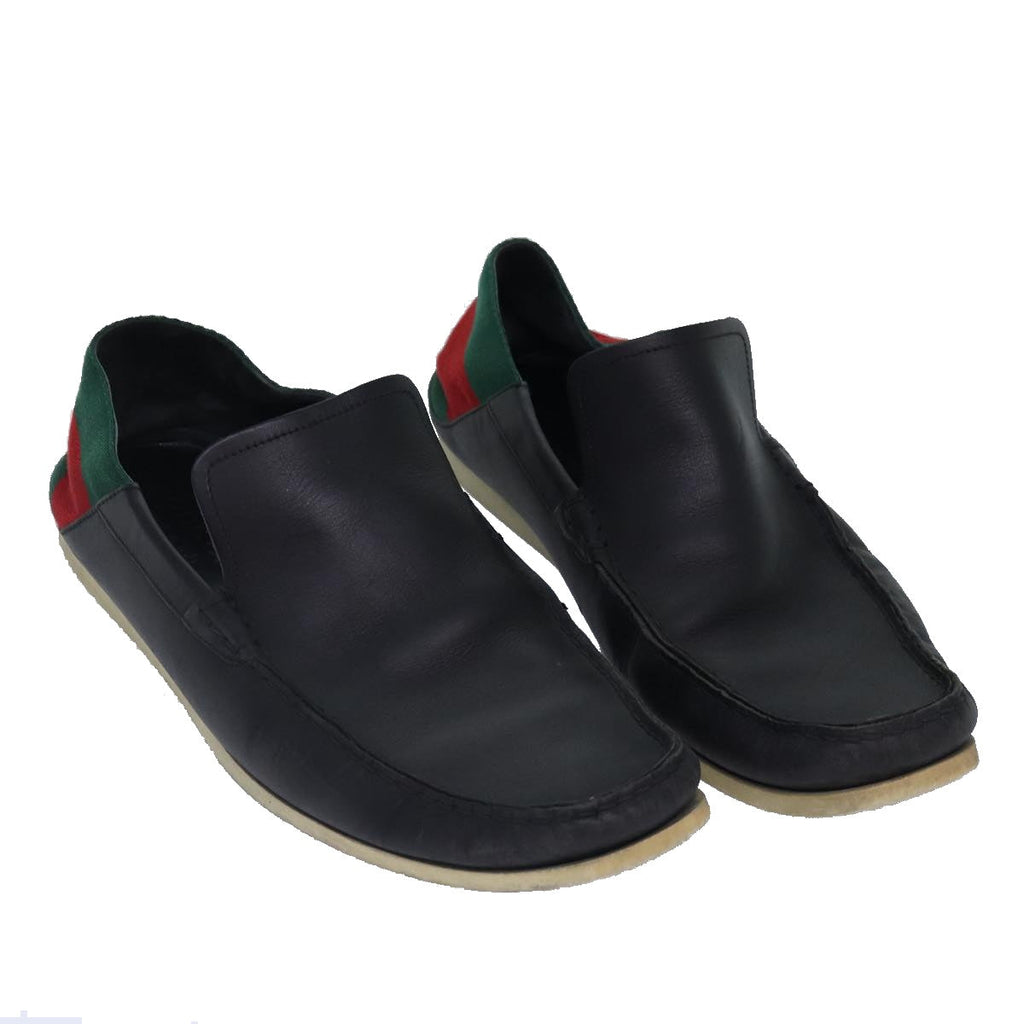 GUCCI Web Sherry Line slipper shoes Leather 41.5EJ Black ti1971