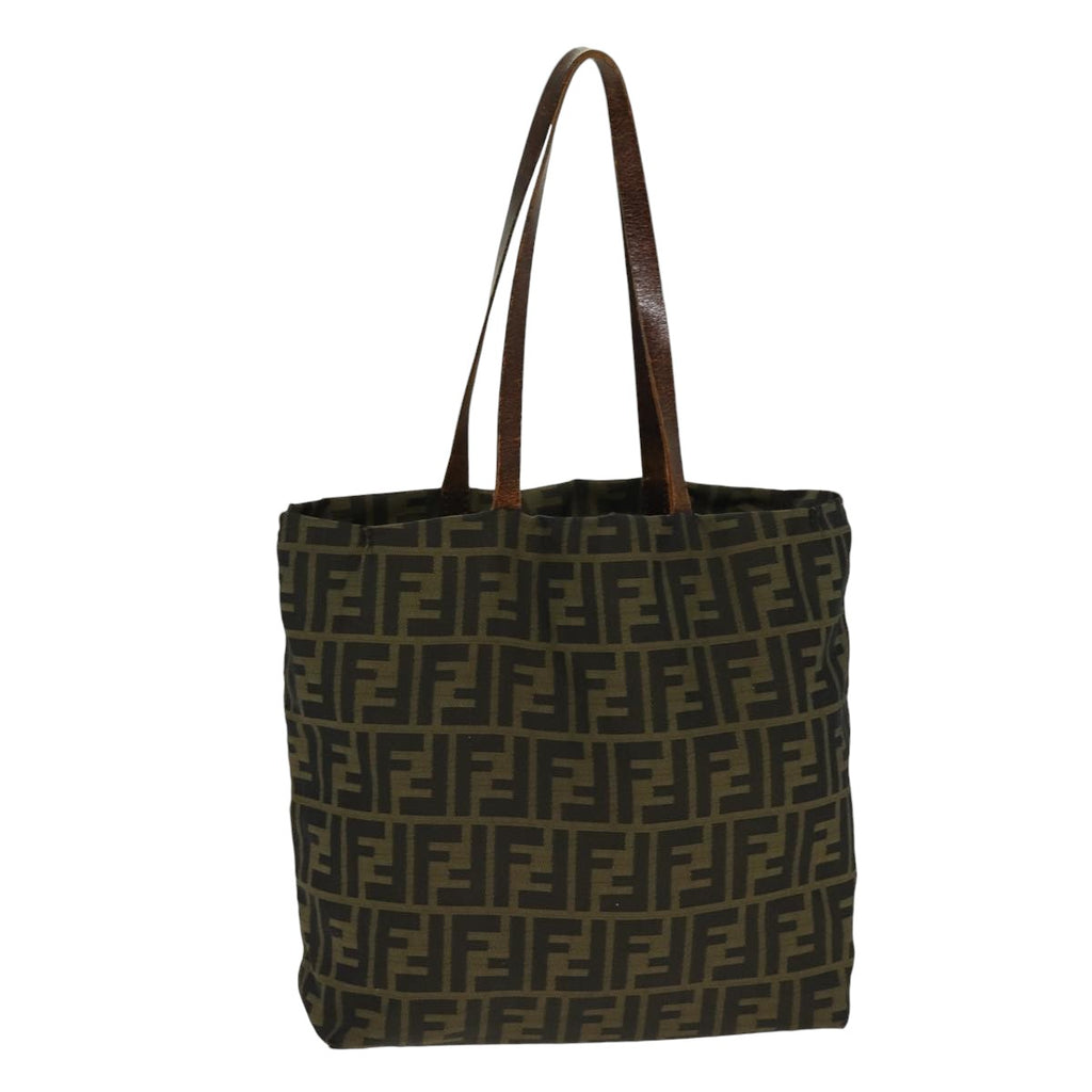 FENDI Zucca Canvas Tote Bag Brown Black Silver ti2007