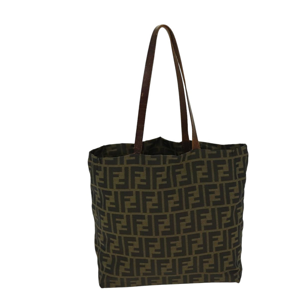 FENDI Zucca Canvas Tote Bag Brown Black Silver ti2007