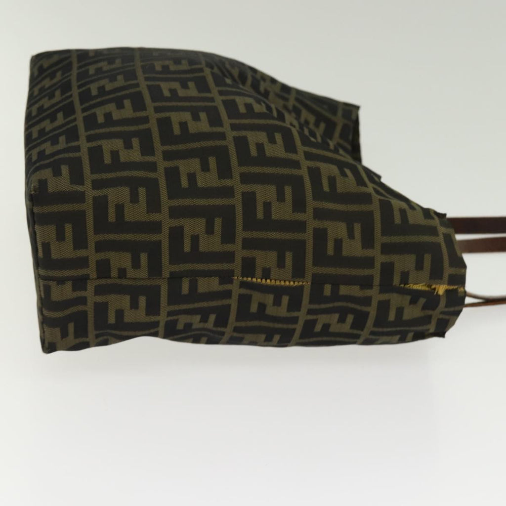 FENDI Zucca Canvas Tote Bag Brown Black Silver ti2007