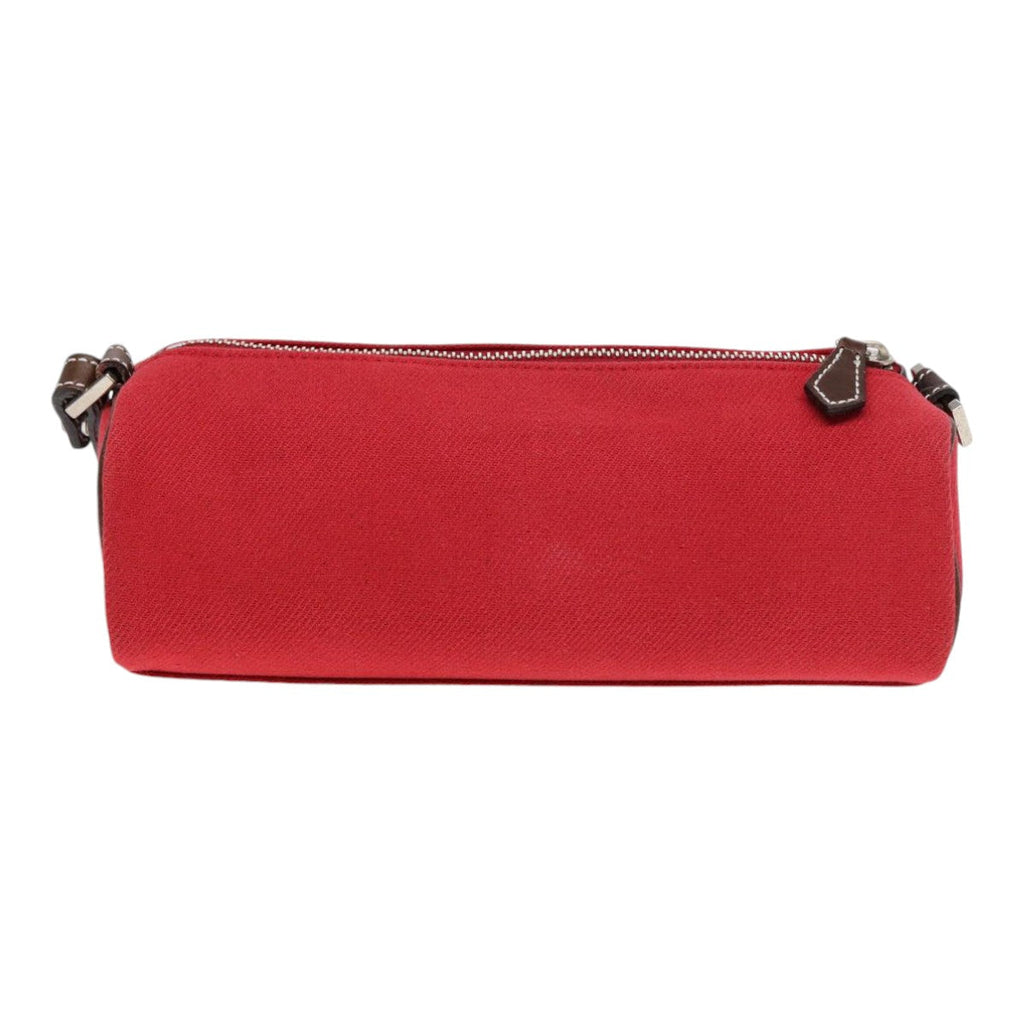 BURBERRY Blue Label Shoulder Bag Canvas Red Brown Silver ti2048