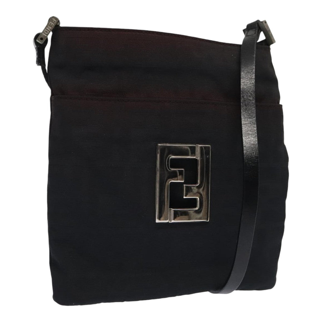 FENDI Zucca Canvas Shoulder Bag Nylon Black ti2102