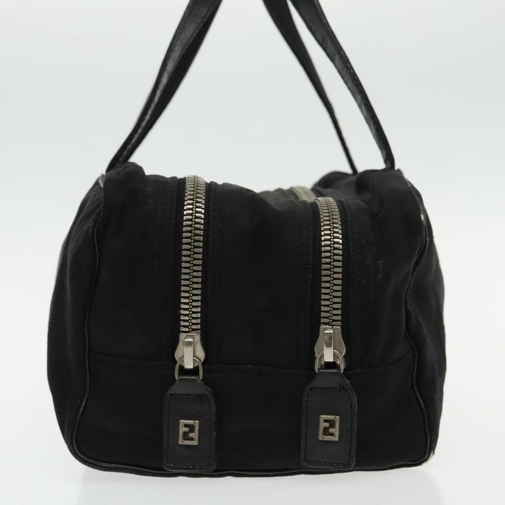 FENDI Hand Bag Cotton Nylon Black Silver ti2136